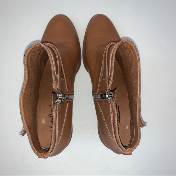 Lucky Brand Camel Tan Faux Leather Bootie Sz 10 - Picture 12 of 14